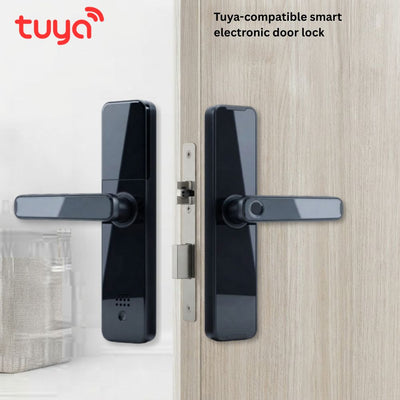 قفل باب إلكتروني ذكي Tuya WiFi – بصمة، كلمة مرور، بطاقة وتحكم عبر التطبيق