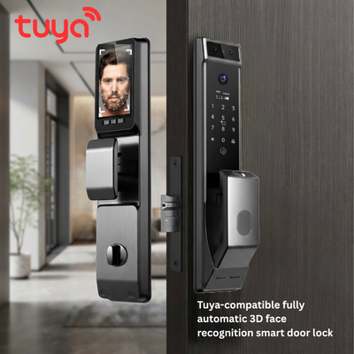 قفل باب ذكي من Tuya بتقنية التعرف على الوجه ثلاثي الأبعاد والاتصال عبر Wi-Fi | دخول بيومتري بدون مفتاح مع كاميرا مدمجة