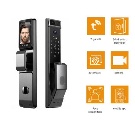 Tuya 3D Face Recognition Smart Wi-Fi Door Lock | Biometric Keyless Entry with Built-in Camera