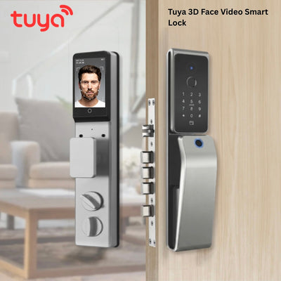قفل باب ذكي من Tuya بتقنية التعرف على الوجه ثلاثي الأبعاد، يعمل عبر Wi-Fi، مزود بكاميرا مدمجة واتصال فيديو داخلي