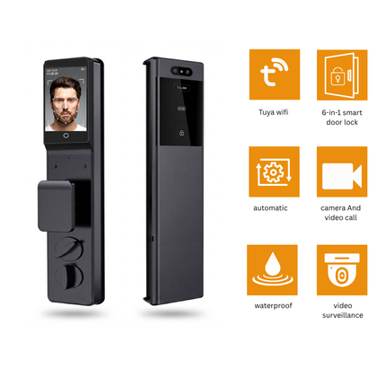 Tuya Smart Face Recognition Door Lock with Fingerprint & Digital Display – WiFi Smart Lock