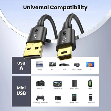 UGREEN USB-A 2.0 Male to Mini 5Pin Male Cable | US132