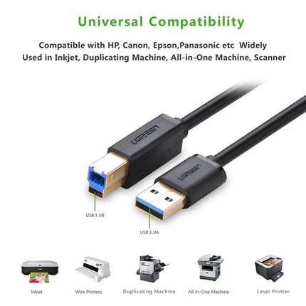 UGREEN USB-A 3.0 Male to USB-B Male Printer Cable  | US210