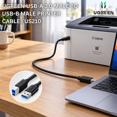 UGREEN USB-A 3.0 Male to USB-B Male Printer Cable  | US210