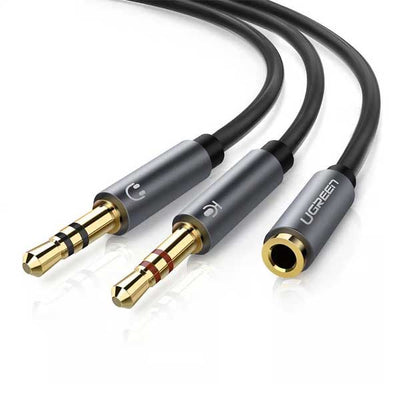 كابل مقسم صوت ومايك يوجرين 3.5 مم أنثى إلى 2 ذكر AV140