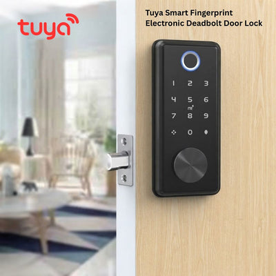 Tuya WiFi Smart Fingerprint Deadbolt Door Lock – Password, Card & App Control