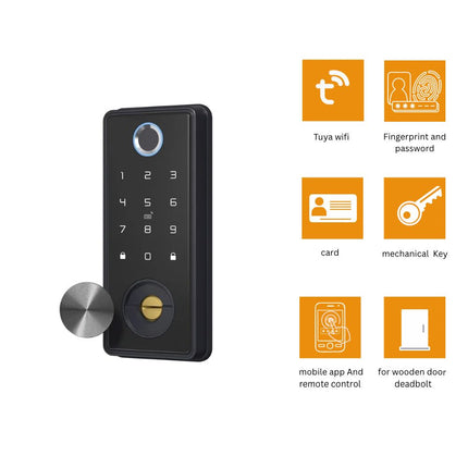 Tuya WiFi Smart Fingerprint Deadbolt Door Lock – Password, Card & App Control