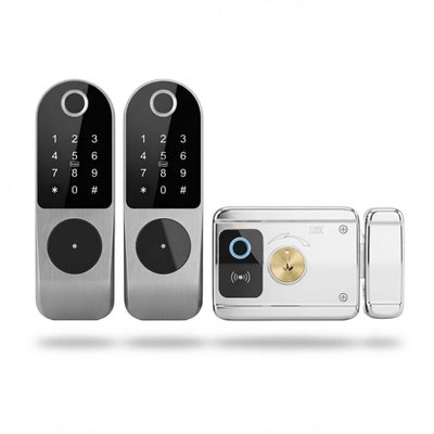 Tuya WiFi Double-Sided Smart Rim Lock – Fingerprint, Keypad, Card & App Control