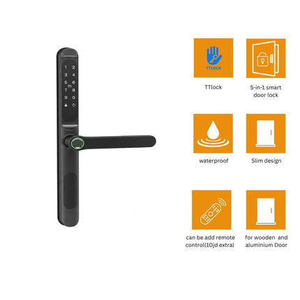 TTLock 5-in-1 Slim Smart Door Lock – Fingerprint, Password & Card Access