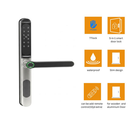 TTLock 5-in-1 Slim Smart Door Lock – Fingerprint, Password & Card Access