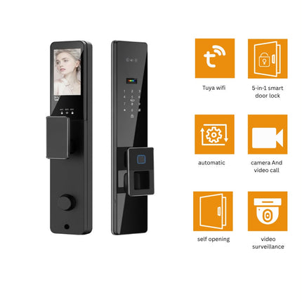 Tuya Wi-Fi Smart Door Lock with Fingerprint, Camera & Video Call | 5-in-1 Keyless Entry