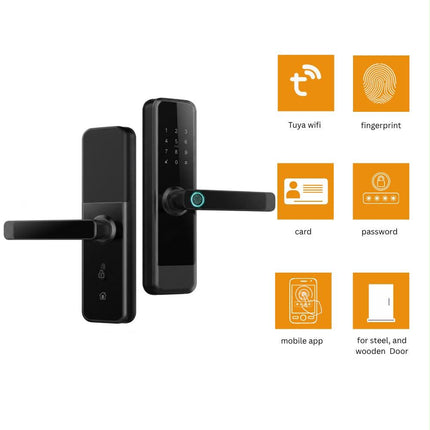 Tuya WiFi Smart Door Lock – Fingerprint, Password, Card & App Control