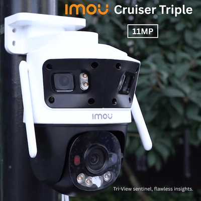 Cruiser Triple 11MP|  Triple-Lens Outdoor PT Camera | Smart Home Security | Pan-Tilt | Night Vision
