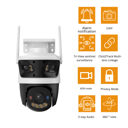 Cruiser Triple 11MP|  Triple-Lens Outdoor PT Camera | Smart Home Security | Pan-Tilt | Night Vision
