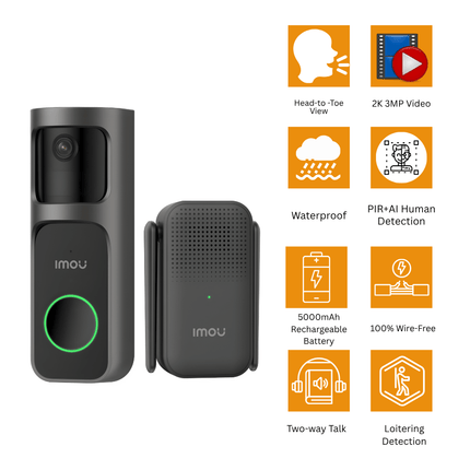 DS3  Doorbell 3 Kit 4MP Wi-Fi Video Doorbell | Smart Home Security | Two-Way Audio ,Motion Detection