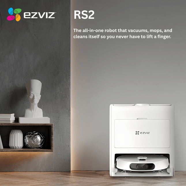 EZVIZ RS2 Robot Vacuum & Mop Combo | Self-Cleaning Base, Smart Mapping, 2-in-1 Powerful Suction