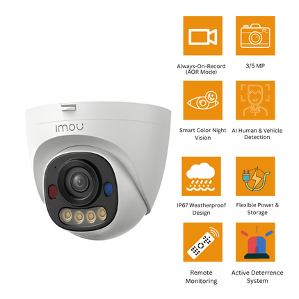 IPC-PS8DP Series IMOU 3/5MP PoE Outdoor Bullet Security Camera | High-Resolution Video | AI Motion