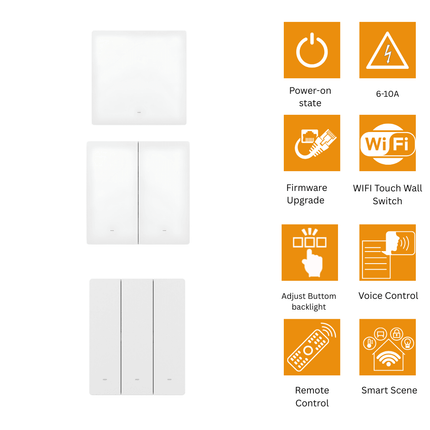 M5  UK Size 7*7 Smart Wi-Fi Touch Switch |Wall Switch | Remote Control | Scheduling | Smart Home