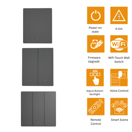 M5  UK Size 7*7 Smart Wi-Fi Touch Switch |Wall Switch | Remote Control | Scheduling | Smart Home
