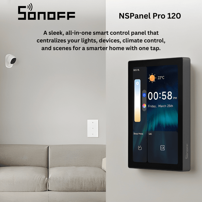NSPanel Pro 120 | Smart Home Control Panel with Zigbee 3.0 Gateway | 4" Touchscreen | Wi-Fi