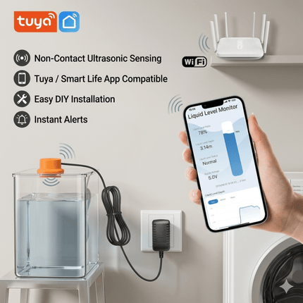Smart WiFi Water Tank Level Sensor (Tuya) - Internal Antenna - Moray ME201W - Bestways Smart - home Solutions
