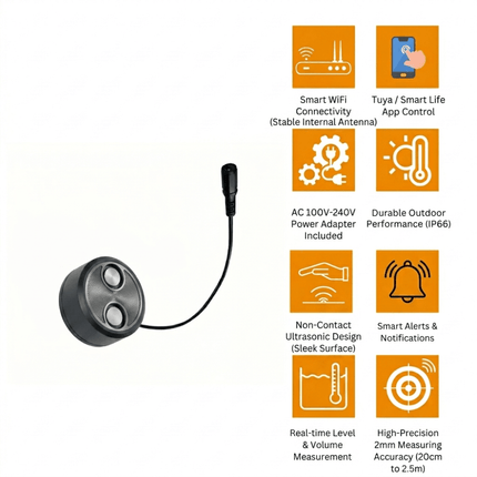 Smart WiFi Water Tank Level Sensor (Tuya) - Internal Antenna - Moray ME201W - Bestways Smart - home Solutions