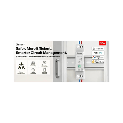 SONOFF BASIC - 1GSP Matter Smart DIN Rail Switch 32A | Energy Monitoring & Circuit Protection - Bestways Smart - home Solutions