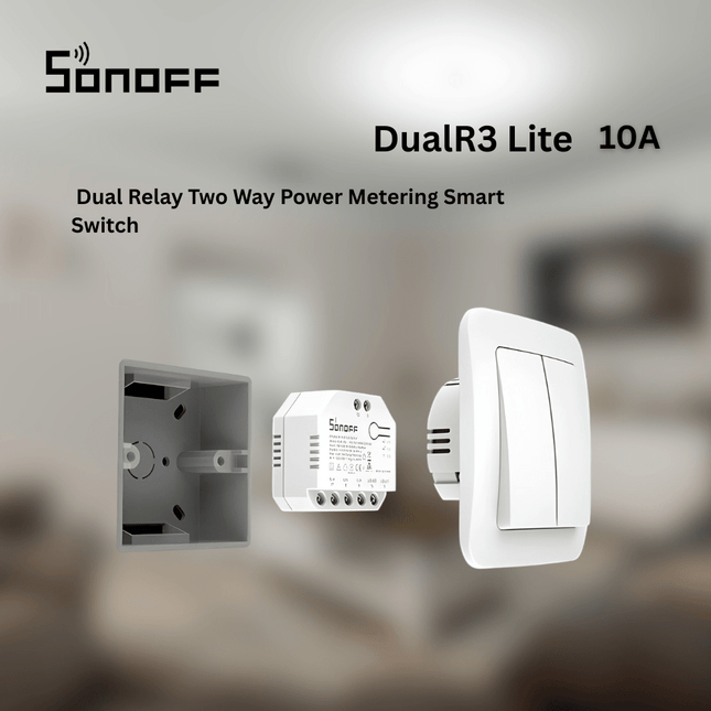 SONOFF DualR3 Lite Smart Wi-Fi Dual Relay Switch | Remote Control | Energy Monitoring | Scheduling