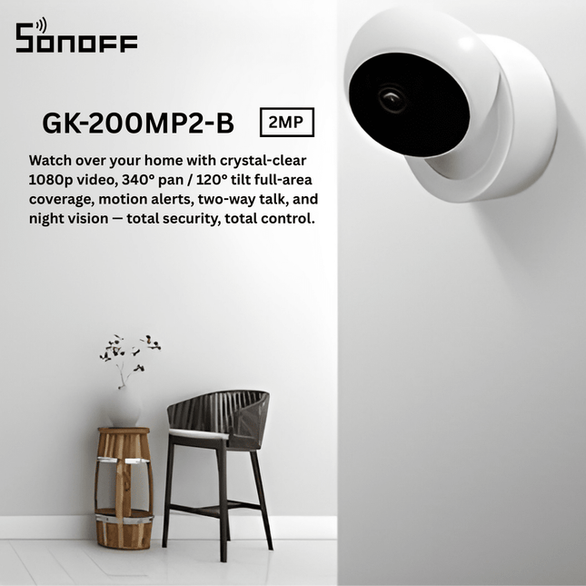 SONOFF GK - 200MP2 - B 2MP Smart Wi - Fi Indoor Security Camera | Two - Way Audio  - Bestways Smart - home Solutions