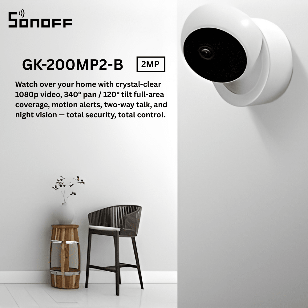 كاميرا مراقبة داخلية ذكية واي فاي 2 ميجابكسل Full HD مع صوت باتجاهين SONOFF GK-200MP2-B كاميرا مراقبة داخلية ذكية واي فاي 2 ميجابكسل Full HD مع صوت باتجاهين SONOFF GK-200MP2-B