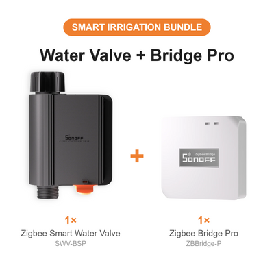 SONOFF Smart Irrigation Bundle – 1× SWV-BSP Zigbee Smart Water Valve + 1× ZBBridge-P Zigbee Bridge Pro