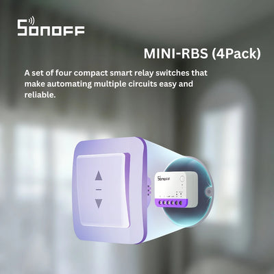 SONOFF MINI-RBS 4 Pack WiFi Smart Roller Shutter Switch Modules | Compact for Curtain Control | DIY Smart Home Automation
