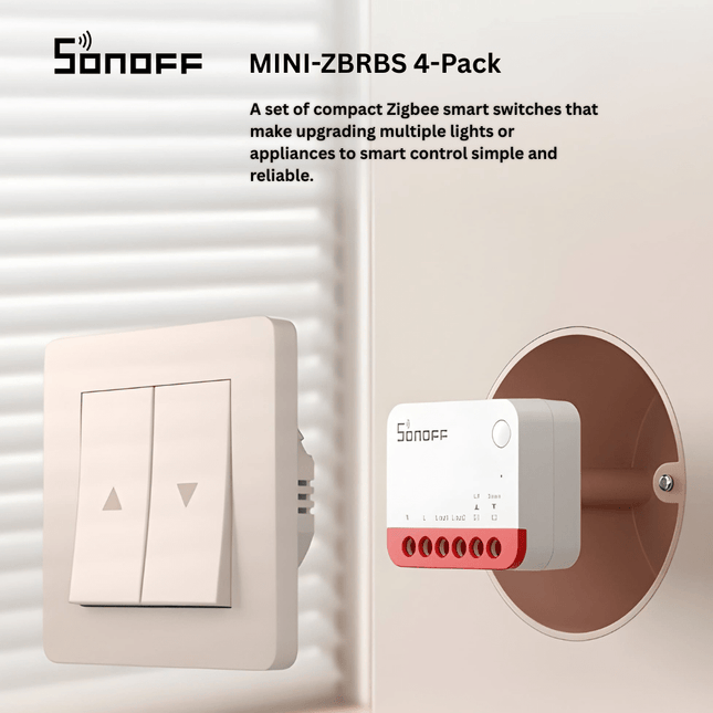 SONOFF MINI - ZBRBS 4 - Pack Zigbee Smart Switch Module | Compact Relay for Roller Shutter & Curtain Control