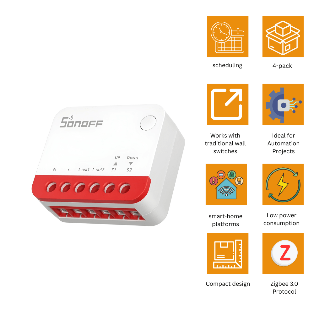 SONOFF Zigbee Smart Roller Shutter Controller | 4 Pack | MINI-ZB-RBS SONOFF Zigbee Smart Roller Shutter Controller | 4 Pack | MINI-ZB-RBS