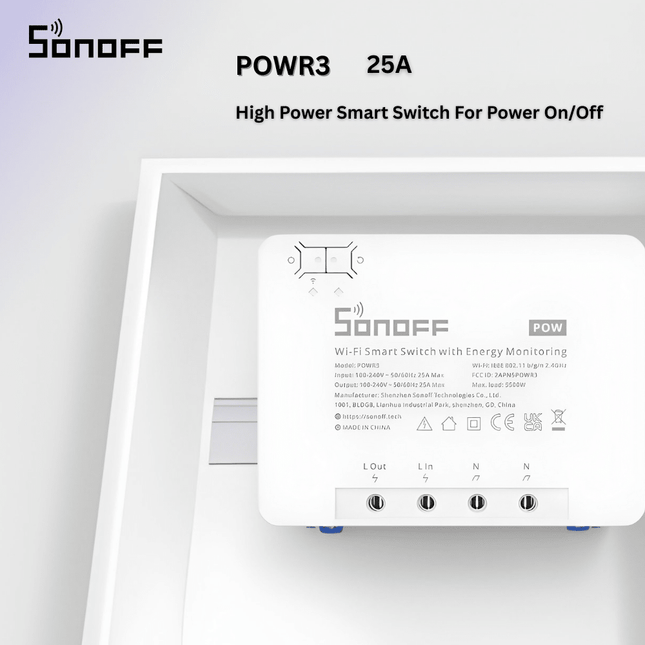 SONOFF POWR3 Smart Wi-Fi Power Monitoring Switch | 25A High Power | Energy Meter