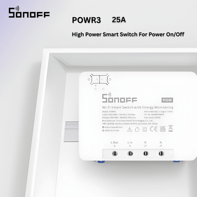 SONOFF POWR3 Smart Wi-Fi Power Monitoring Switch | 25A High Power | Energy Meter
