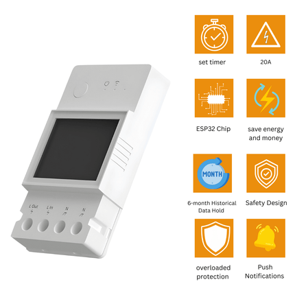 SONOFF POWR320D Smart Wi-Fi Power Monitoring Switch | 20A Energy Meter | Overload Protection