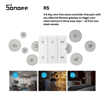 SONOFF R5 Scene Controller Wireless Switch | Multi-Button Control | Battery Powered - Bestways Smart-home Solutions