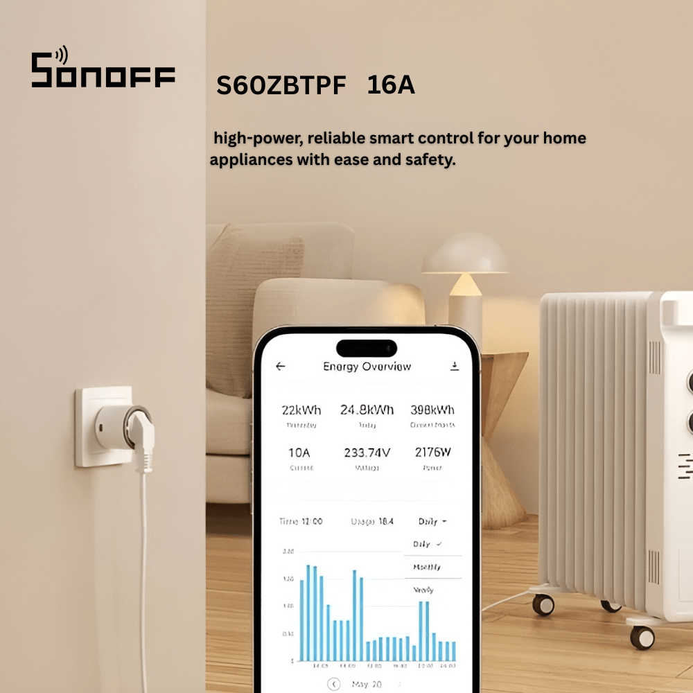 مقبس ذكي Zigbee 16 أمبير مع مراقبة الطاقة عالي القدرة SONOFF S60ZBTPF مقبس ذكي Zigbee 16 أمبير مع مراقبة الطاقة عالي القدرة SONOFF S60ZBTPF