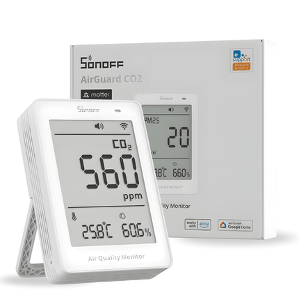 SAWF-08P AirGuard CO₂ Air Quality Monitor, Matter over Wi-Fi, Real-Time CO₂, Temperature & Humidity