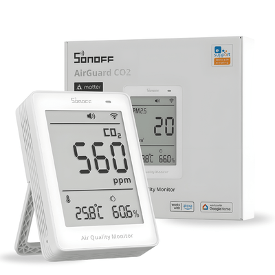 SAWF-08P AirGuard CO₂ Air Quality Monitor, Matter over Wi-Fi, Real-Time CO₂, Temperature & Humidity