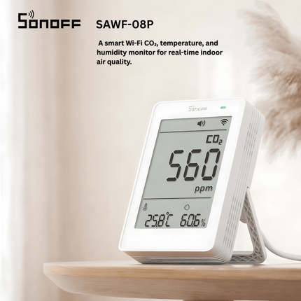 SAWF-08P AirGuard CO₂ Air Quality Monitor, Matter over Wi-Fi, Real-Time CO₂, Temperature & Humidity