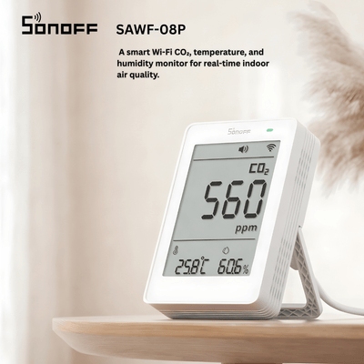 SAWF-08P AirGuard CO₂ Air Quality Monitor, Matter over Wi-Fi, Real-Time CO₂, Temperature & Humidity