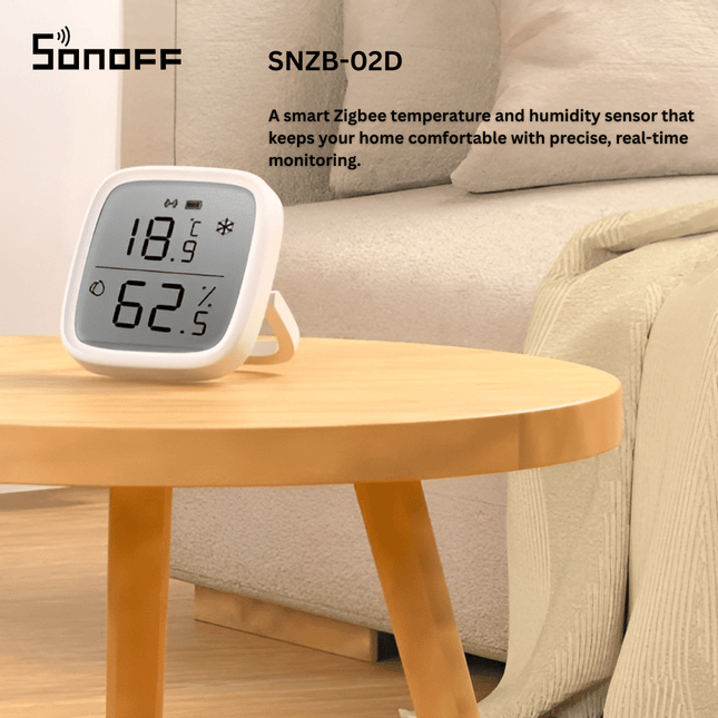 SONOFF SNZB-02D Zigbee 3.0 Temperature & Humidity Sensor | LCD Display | Real-Time Monitoring