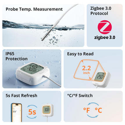 SONOFF SNZB-02LD Zigbee LCD Thermometer with Probe (3/10)