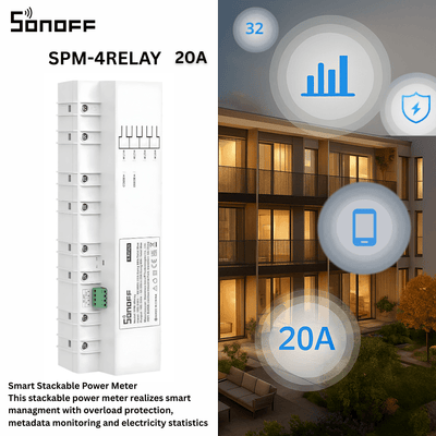 SONOFF SPM-4RELAY Smart Power Monitoring Switch | 4-Channel Relay Module | DIN Rail Mounted