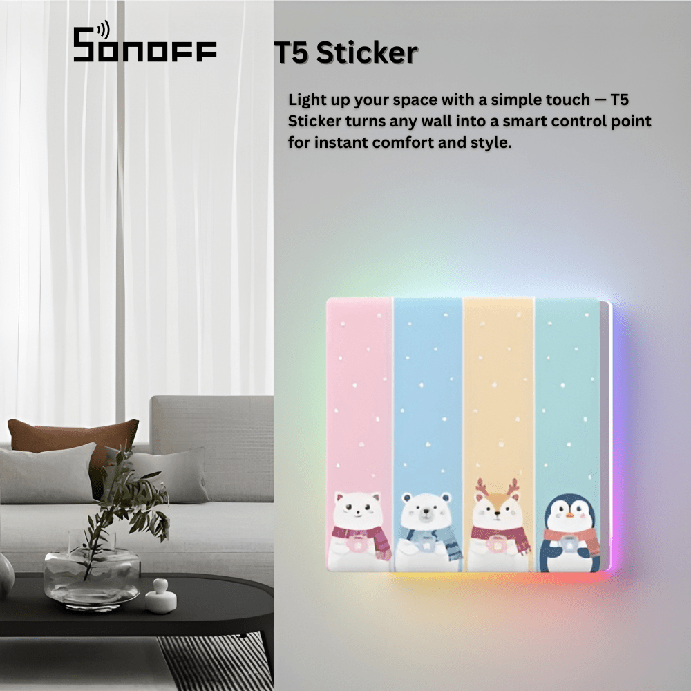 غطاء للمفاتيح الذكية أغطية ملونة قابلة للتبديل لديكور المنزل SONOFF T5 Sticker غطاء للمفاتيح الذكية أغطية ملونة قابلة للتبديل لديكور المنزل SONOFF T5 Sticker