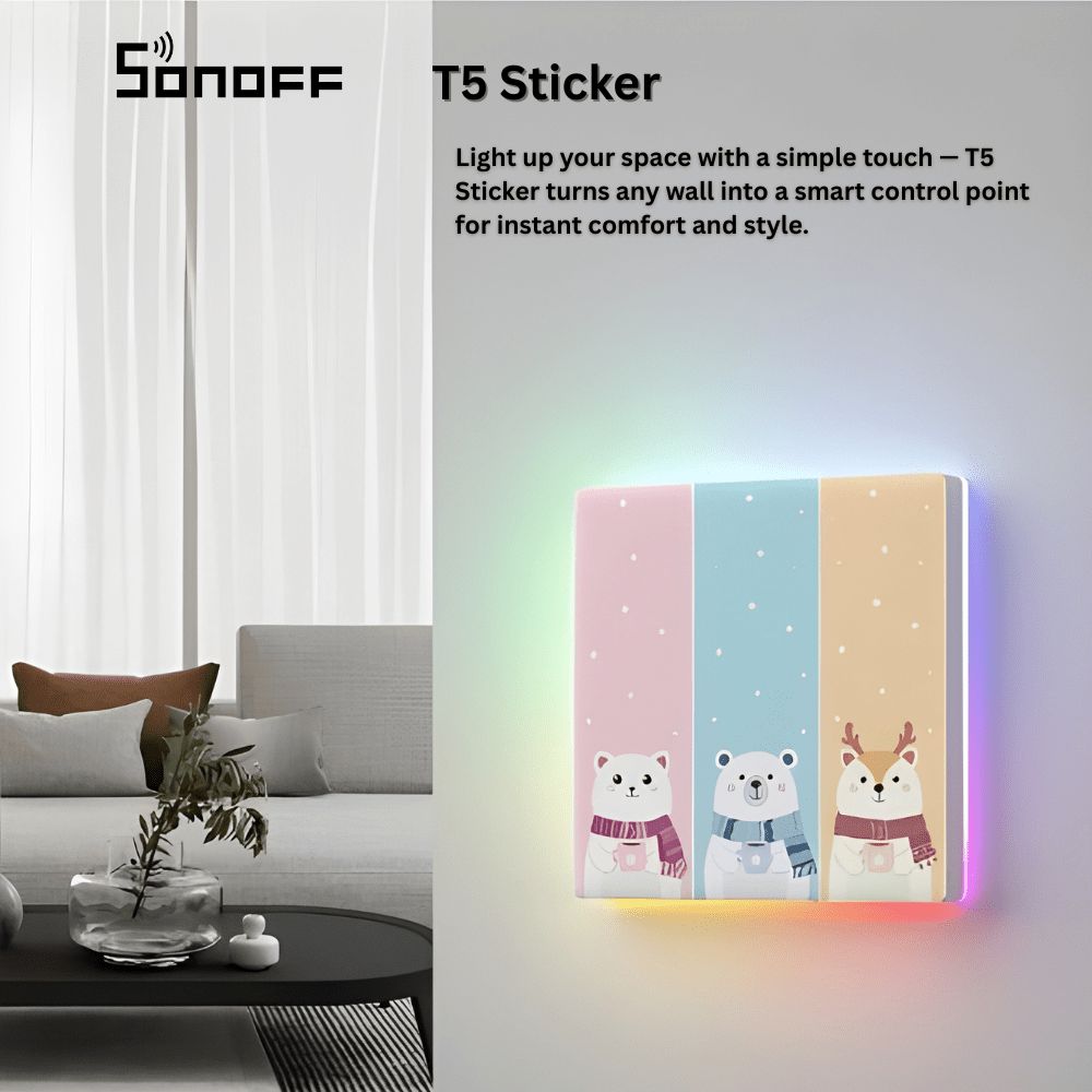 غطاء للمفاتيح الذكية أغطية ملونة قابلة للتبديل لديكور المنزل SONOFF T5 Sticker غطاء للمفاتيح الذكية أغطية ملونة قابلة للتبديل لديكور المنزل SONOFF T5 Sticker
