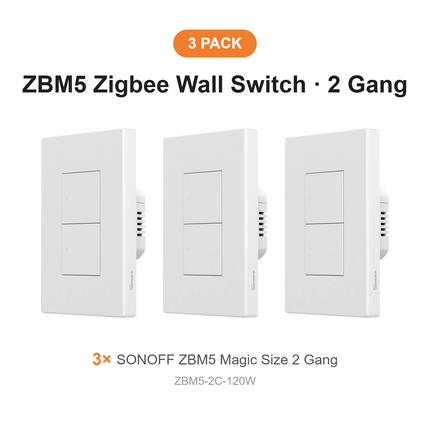 SONOFF ZBM5-2C-120W Zigbee Wall Switch 2 Gang – 3 Pack