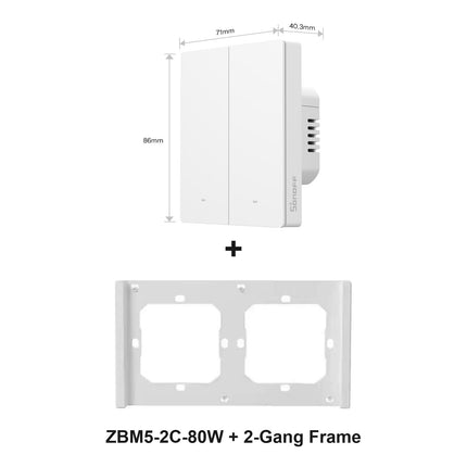SONOFF ZBM5-2C-80W with 2-Gang switch frame (white)